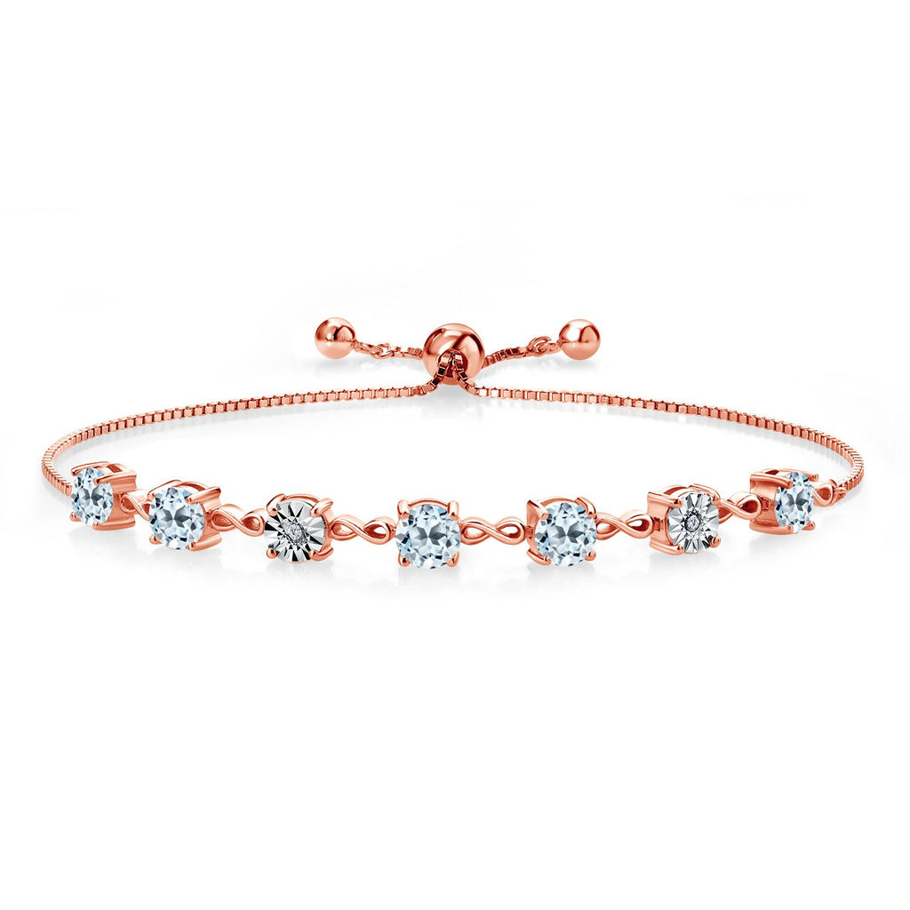 Sky Blue Topaz - November_925 Rose Gold Plated Silver_Bracelet in 925 Rose Gold Plated Silver