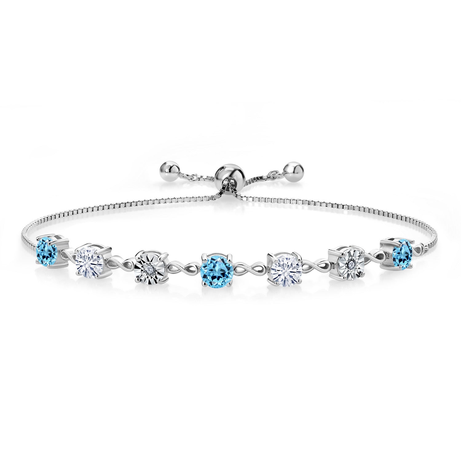 Swiss Blue Topaz - November_925 Sterling Silver_Bracelet in 925 Sterling Silver