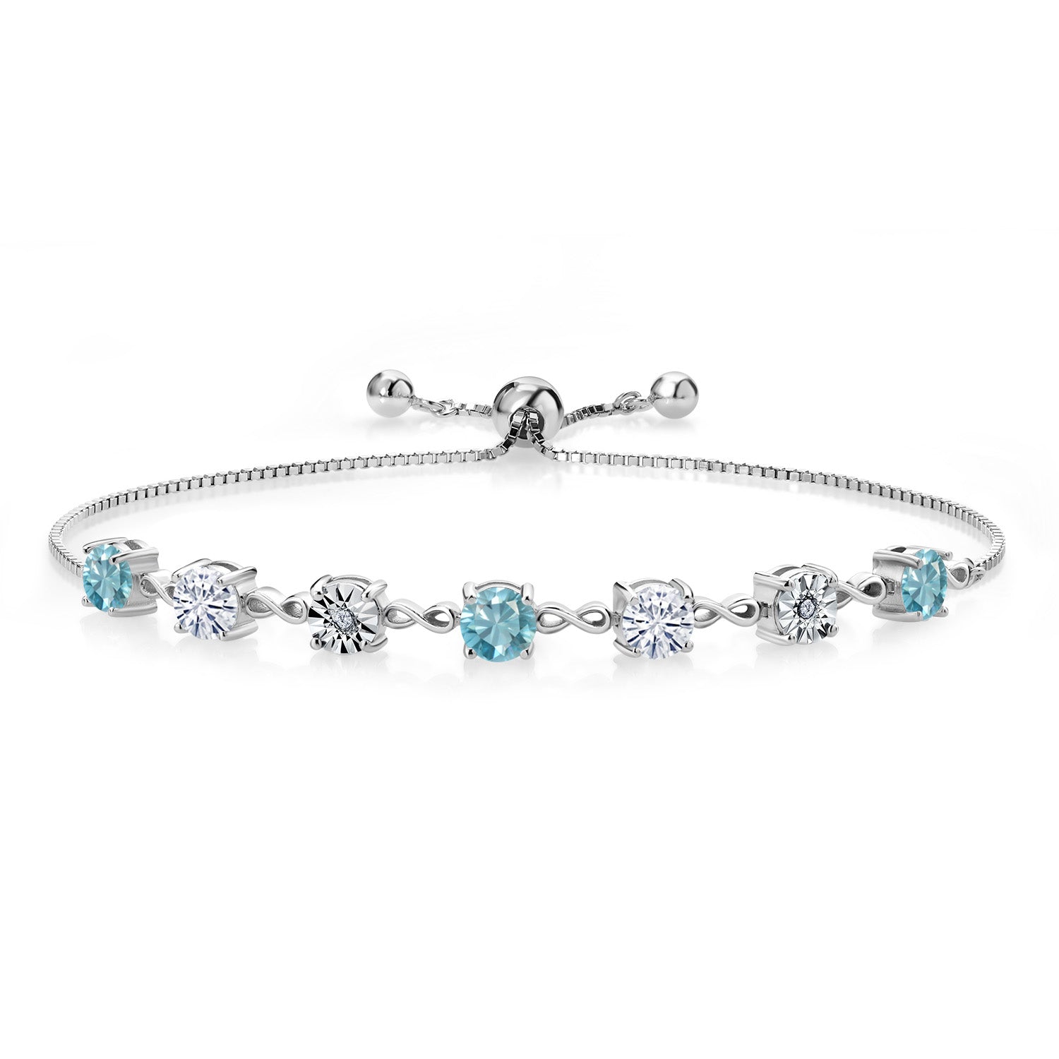 Blue Zircon_925 Sterling Silver_Bracelet in 925 Sterling Silver
