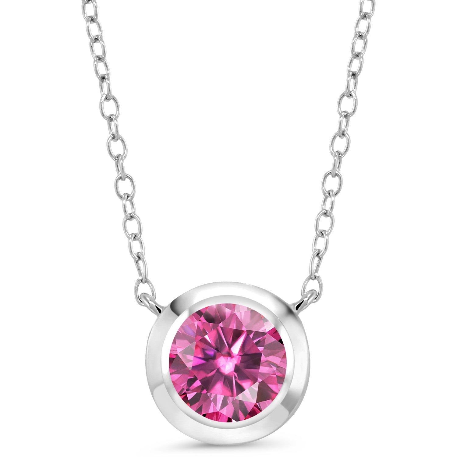 Pink Moissanite - April_Necklace in 925 Sterling Silver
