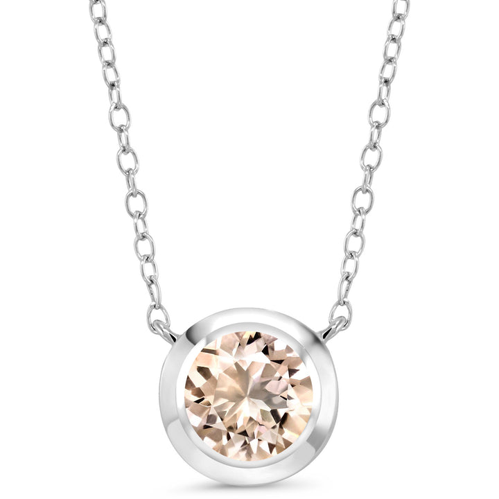 Peach Morganite - October_Necklace in 925 Sterling Silver