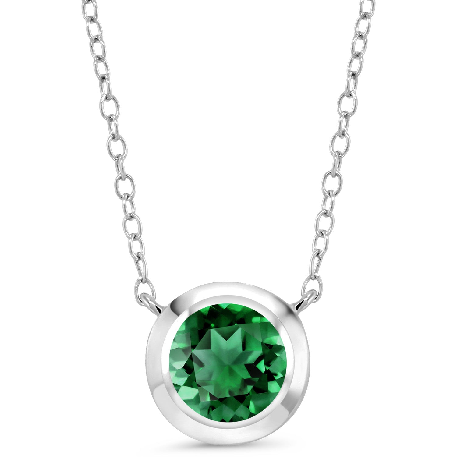 Green Nano Emerald - May_Necklace in 925 Sterling Silver