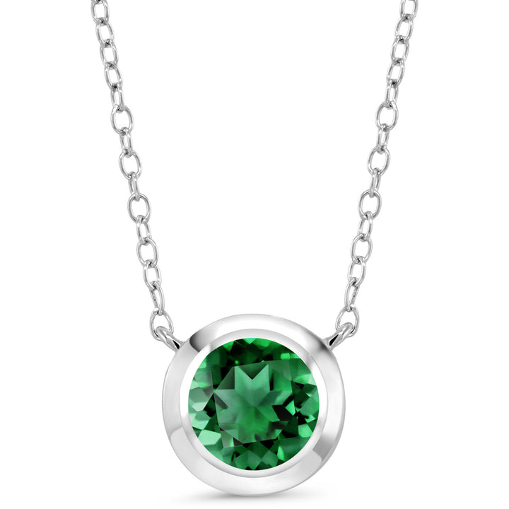 Green Nano Emerald - May_Necklace in 925 Sterling Silver