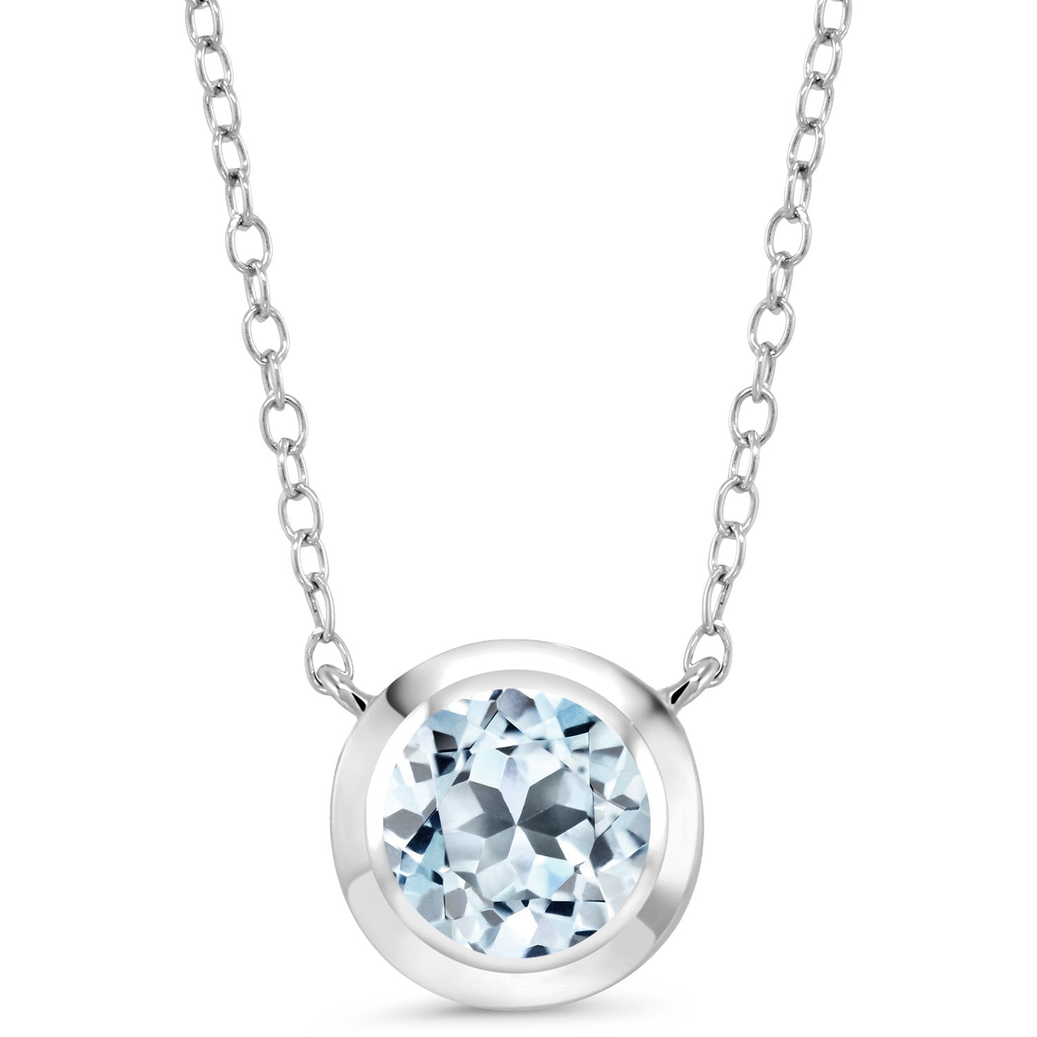 Sky Blue Topaz - November_Necklace in 925 Sterling Silver