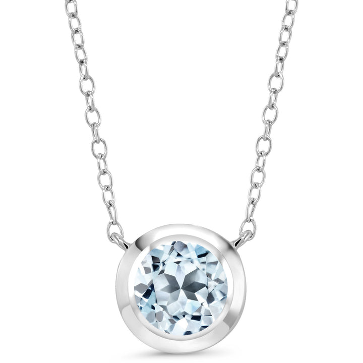 Sky Blue Topaz - November_Necklace in 925 Sterling Silver