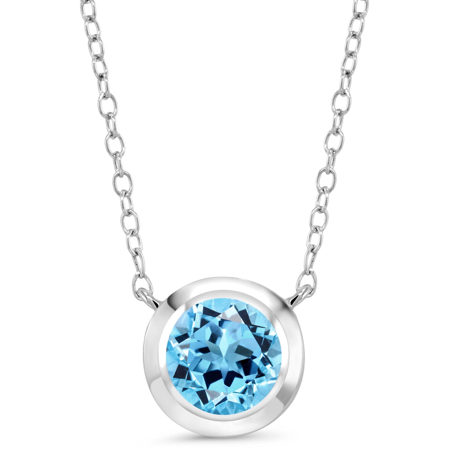 Swiss Blue Topaz - November_Necklace in 925 Sterling Silver