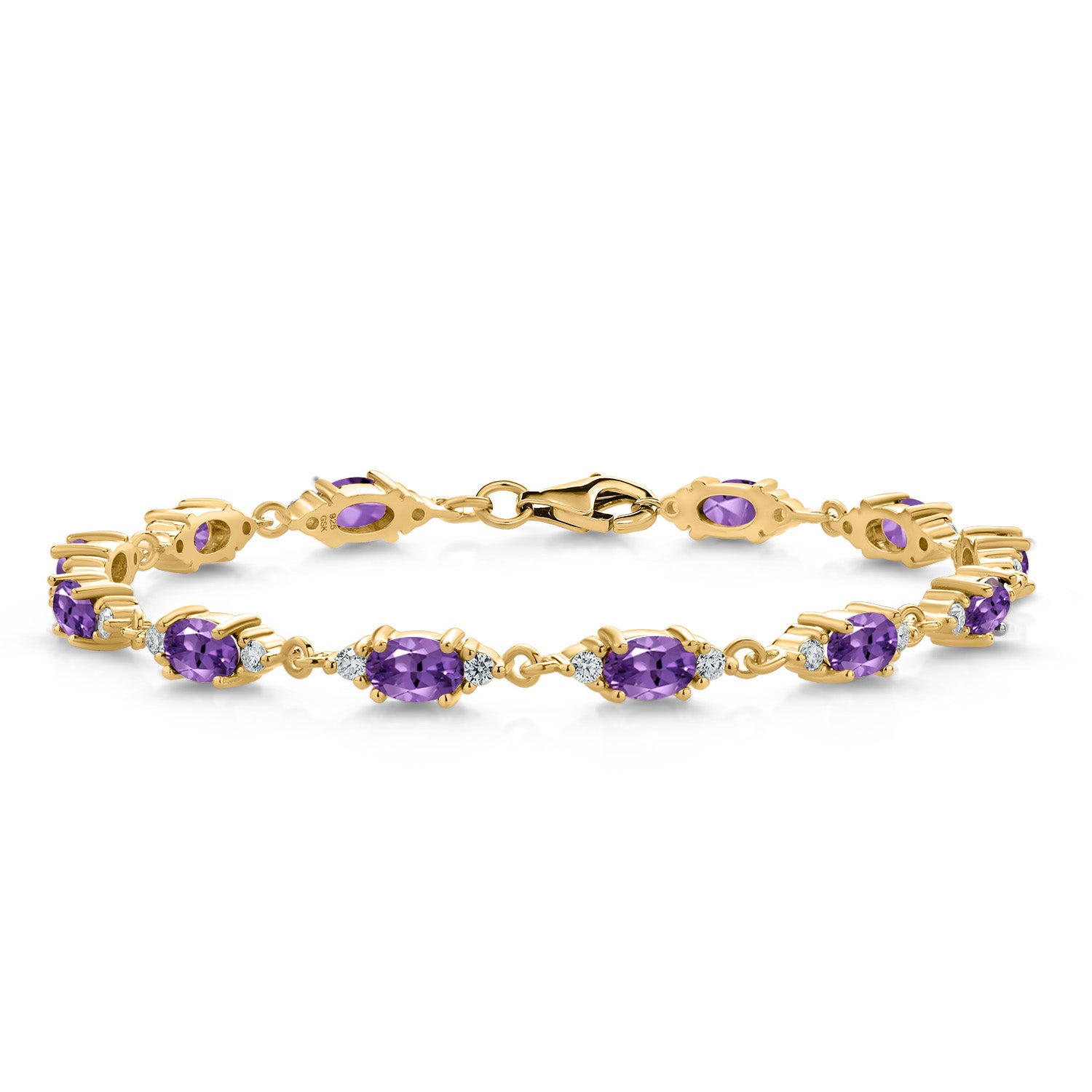 Amethyst - February_Bracelet in 925 Yellow Gold Plated Silver