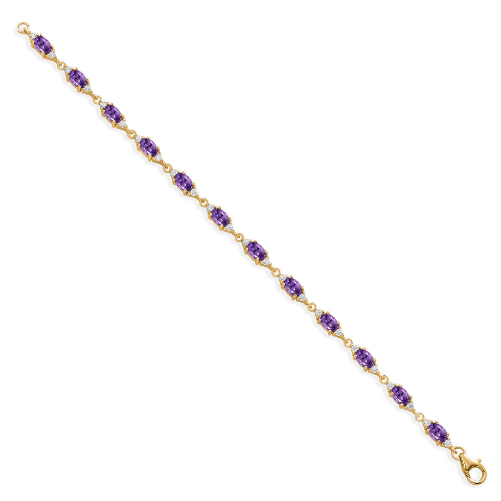Amethyst - February_Bracelet in 925 Yellow Gold Plated Silver