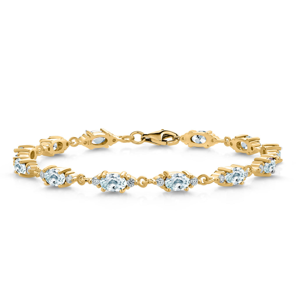 Aquamarine - March_Bracelet in 925 Yellow Gold Plated Silver