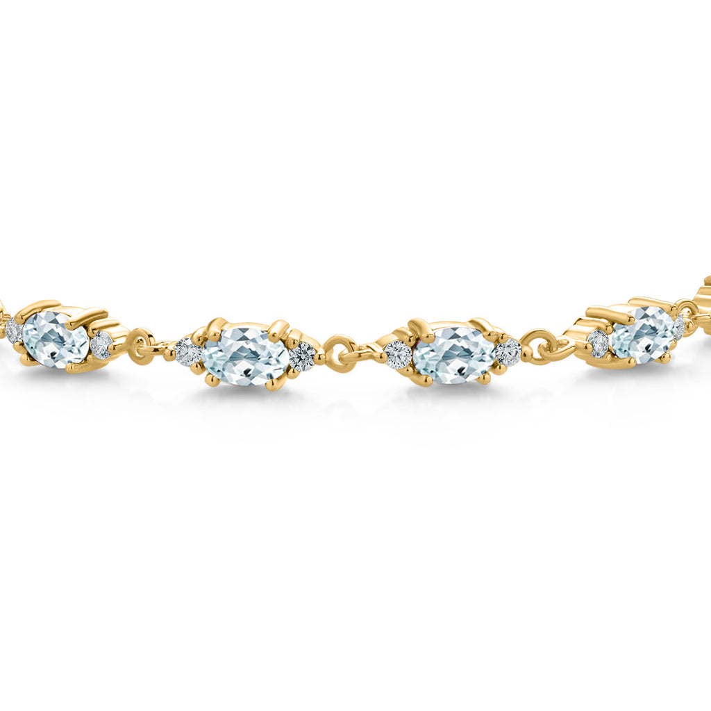 Aquamarine - March_Bracelet in 925 Yellow Gold Plated Silver