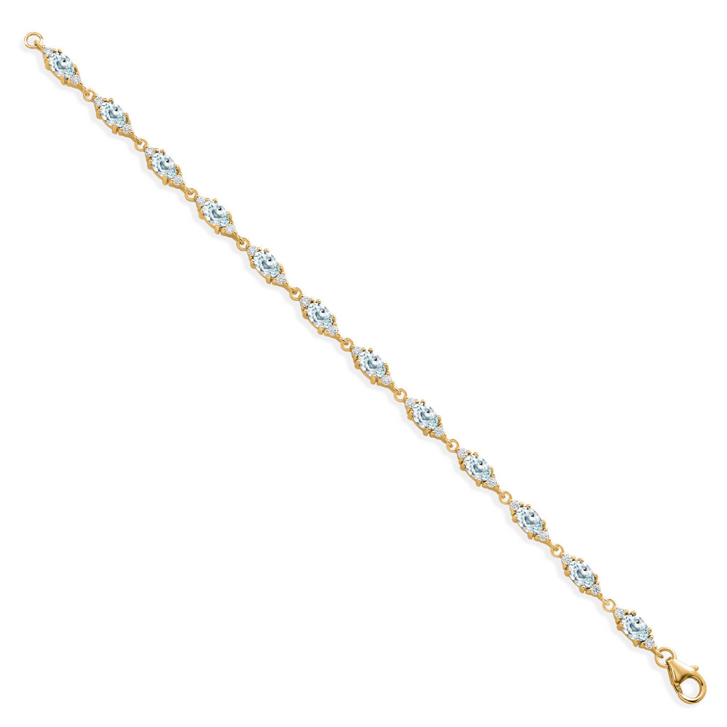 Aquamarine - March_Bracelet in 925 Yellow Gold Plated Silver