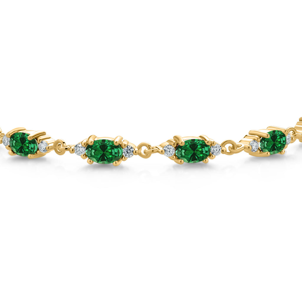 Created Emerald - May_Bracelet in 925 Yellow Gold Plated Silver