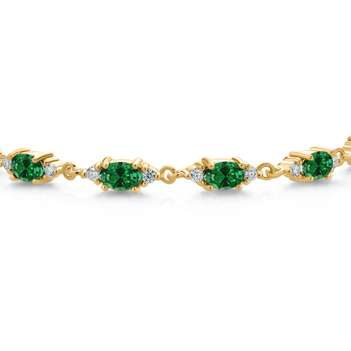 Created Emerald - May_Bracelet in 925 Yellow Gold Plated Silver