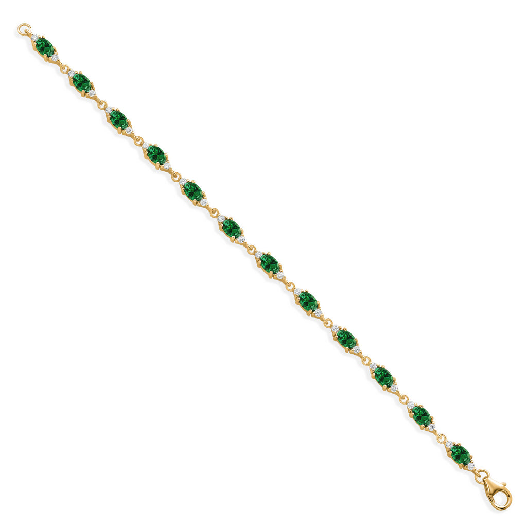 Created Emerald - May_Bracelet in 925 Yellow Gold Plated Silver