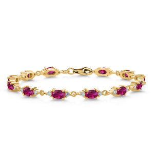 Created Ruby - July_Bracelet in 925 Yellow Gold Plated Silver