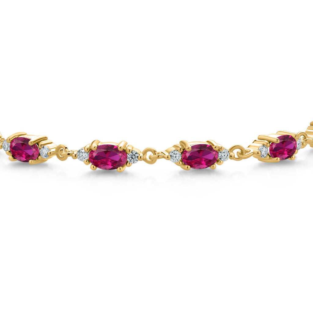 Created Ruby - July_Bracelet in 925 Yellow Gold Plated Silver