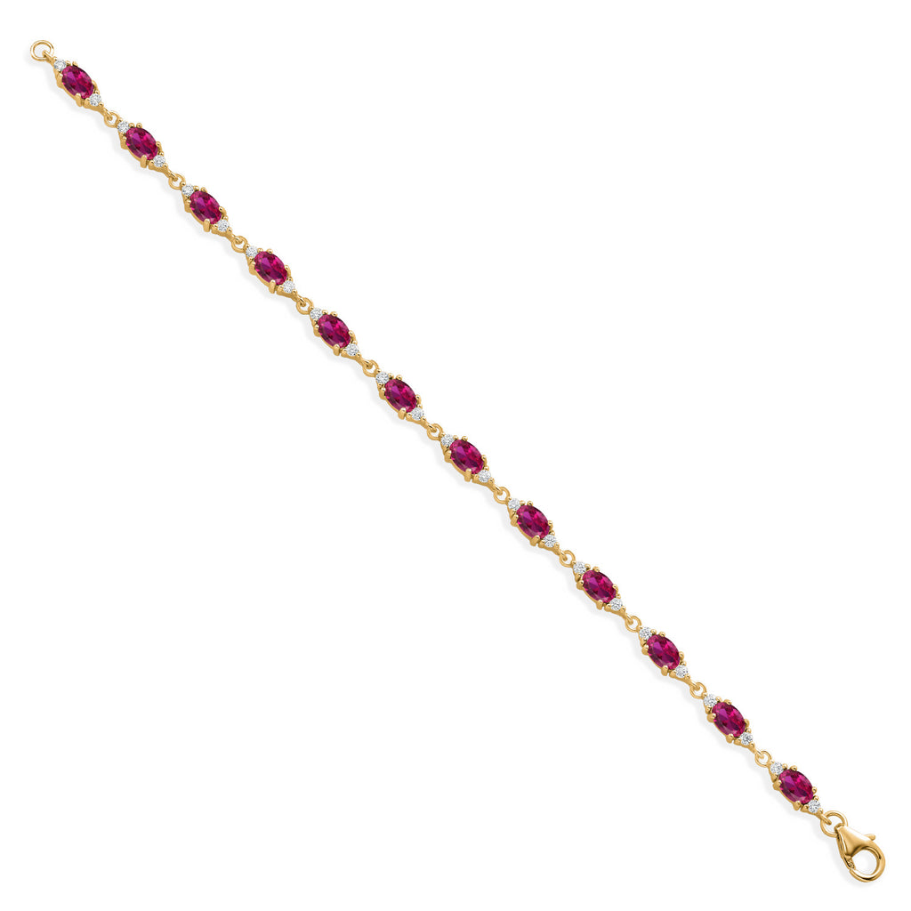Created Ruby - July_Bracelet in 925 Yellow Gold Plated Silver