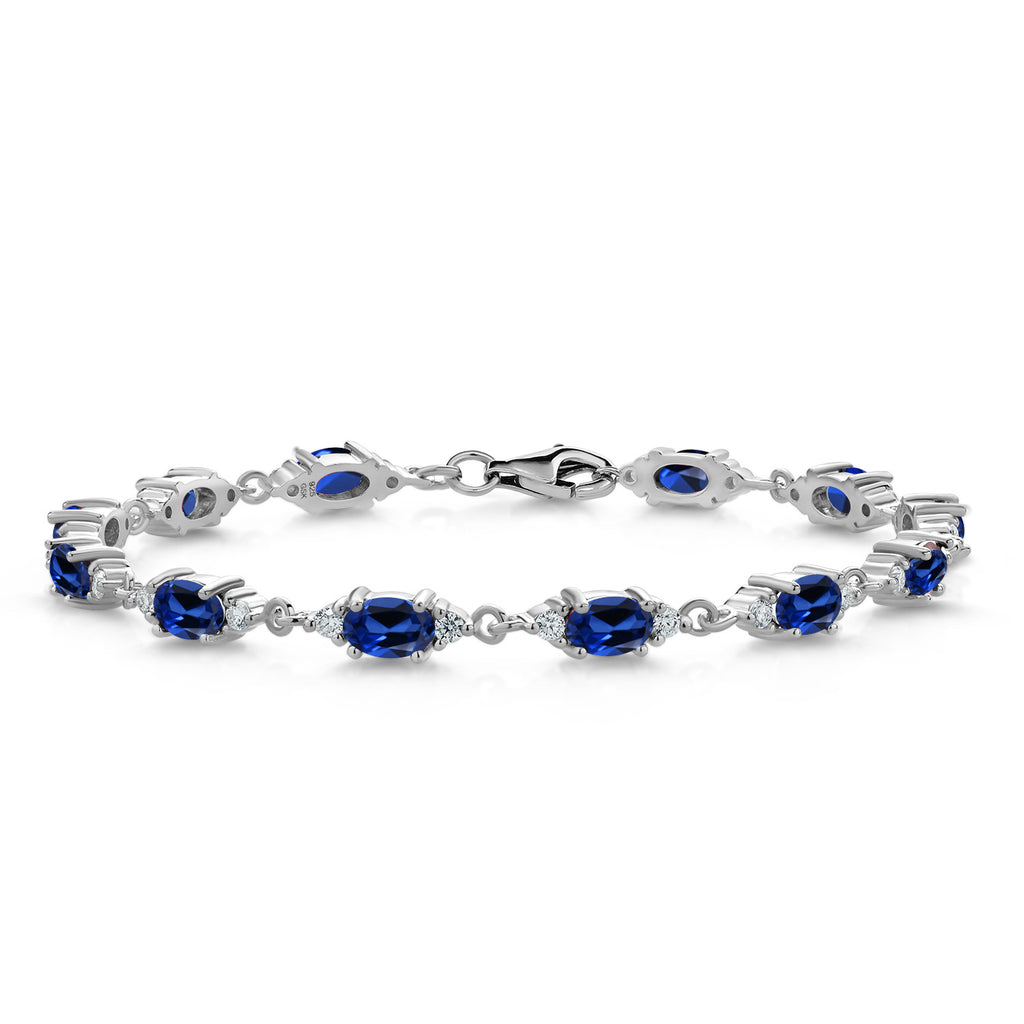 Created Sapphire - September_Bracelet in 925 Sterling Silver