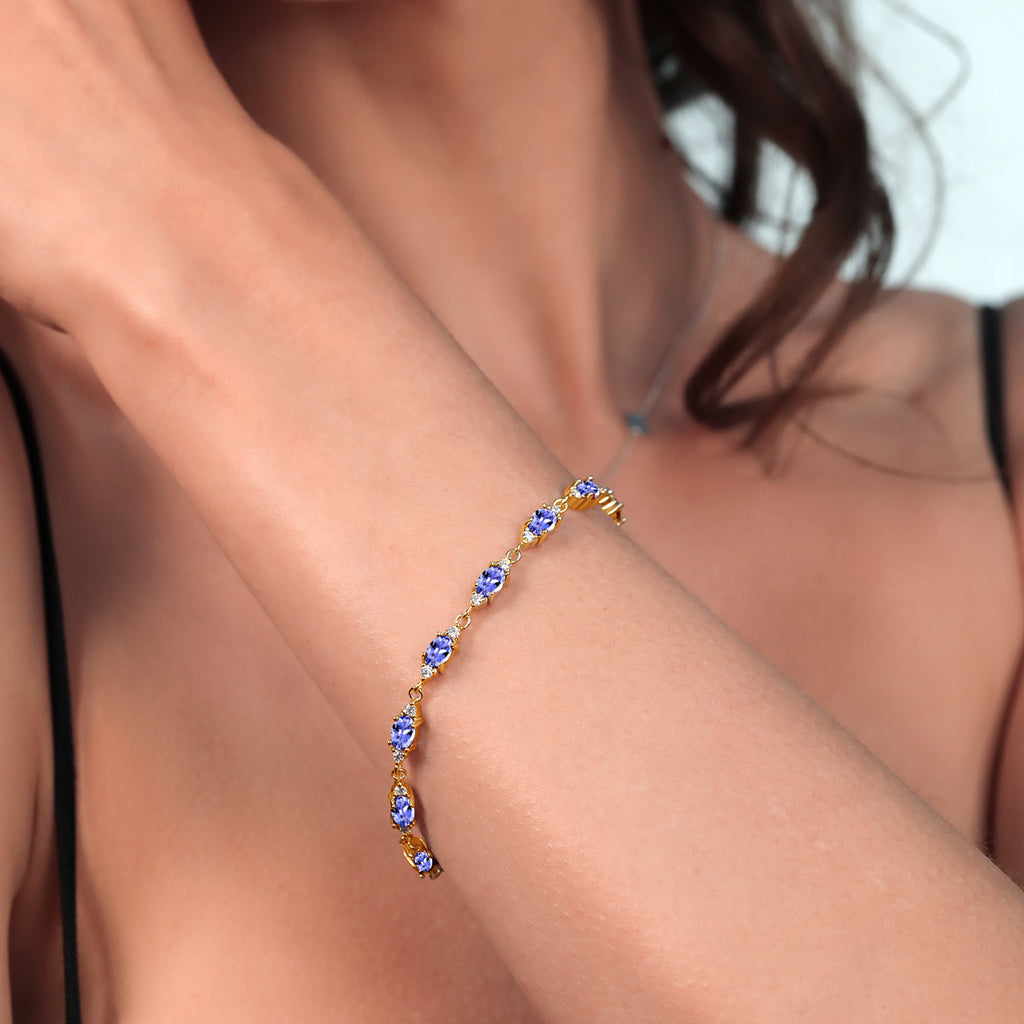 Tanzanite - December_Bracelet in 925 Yellow Gold Plated Silver