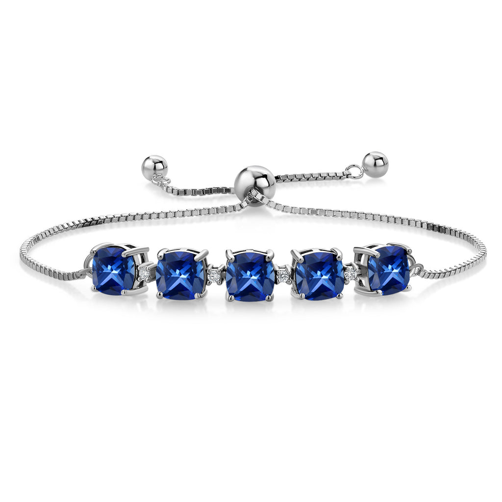 Blue Created Sapphire - September_Bracelet in 925 Sterling Silver
