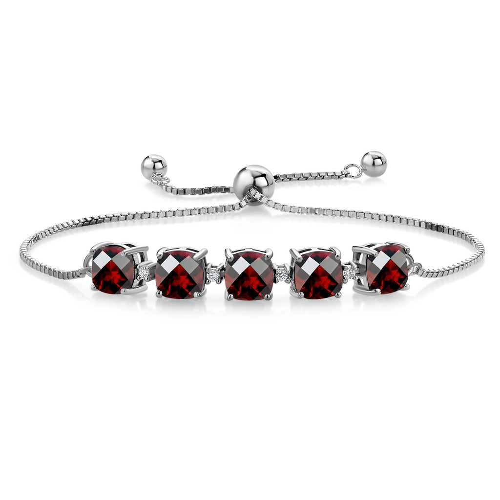 Garnet-Checkerboard - January_Bracelet in 925 Sterling Silver