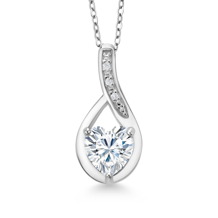 White Moissanite - April_Necklace in 925 Sterling Silver