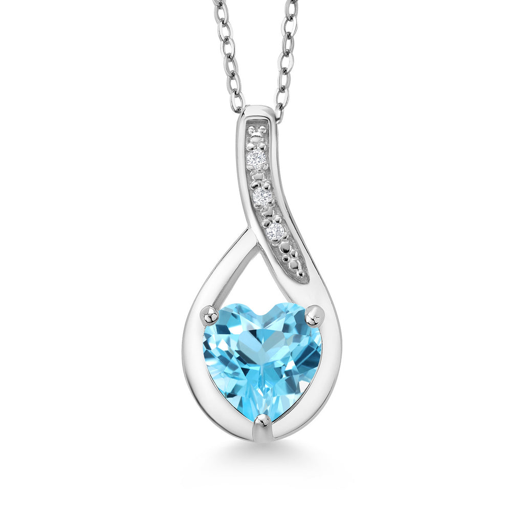 Swiss Blue Topaz - November_Necklace in 925 Sterling Silver