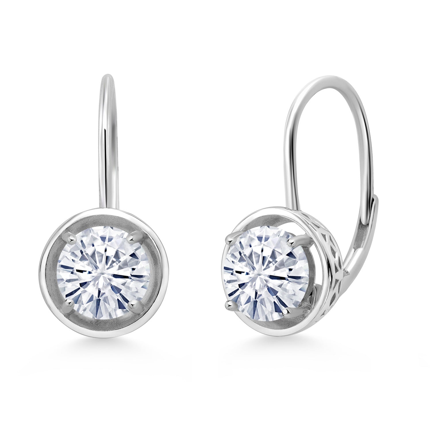 Moissanite Dangle Earrings For Women in 925 Sterling Silver White (2.40 Cttw, Round 7MM)