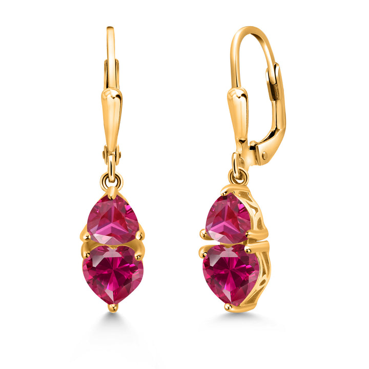 Created Ruby - July_18K Yellow Gold Plated Silver_Earrings in 18K Yellow Gold Plated Silver