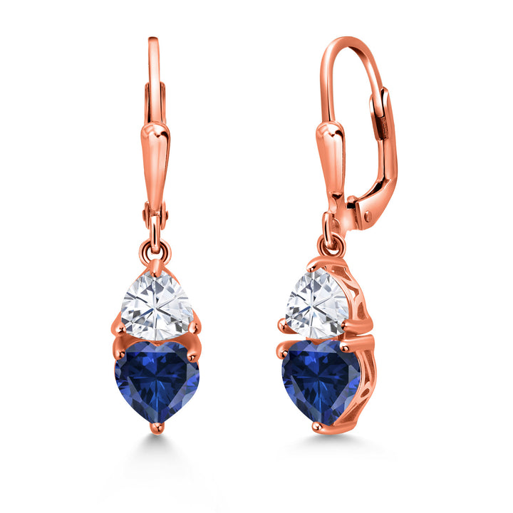 Created Sapphire and Moissanite_18K Rose Gold Plated Silver_Earrings in 18K Rose Gold Plated Silver