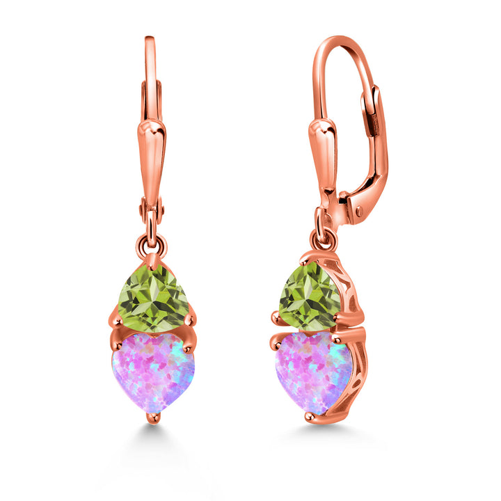 Pink Opal and Peridot_18K Rose Gold Plated Silver_Earrings in 18K Rose Gold Plated Silver