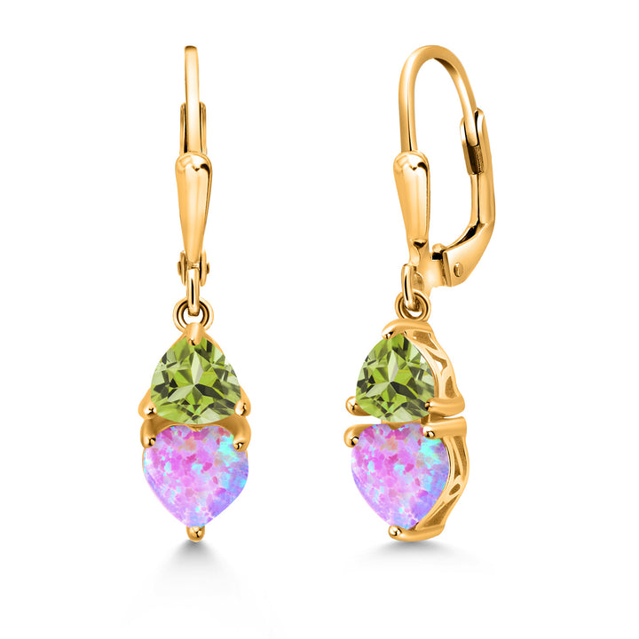 Pink Opal and Peridot_18K Yellow Gold Plated Silver_Earrings in 18K Yellow Gold Plated Silver