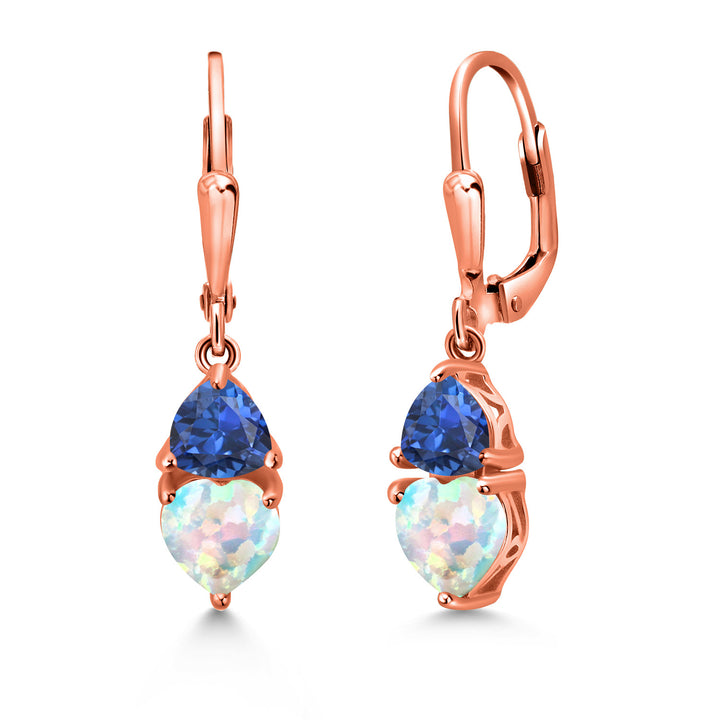 White Opal and Created Sapphire_18K Rose Gold Plated Silver_Earrings in 18K Rose Gold Plated Silver