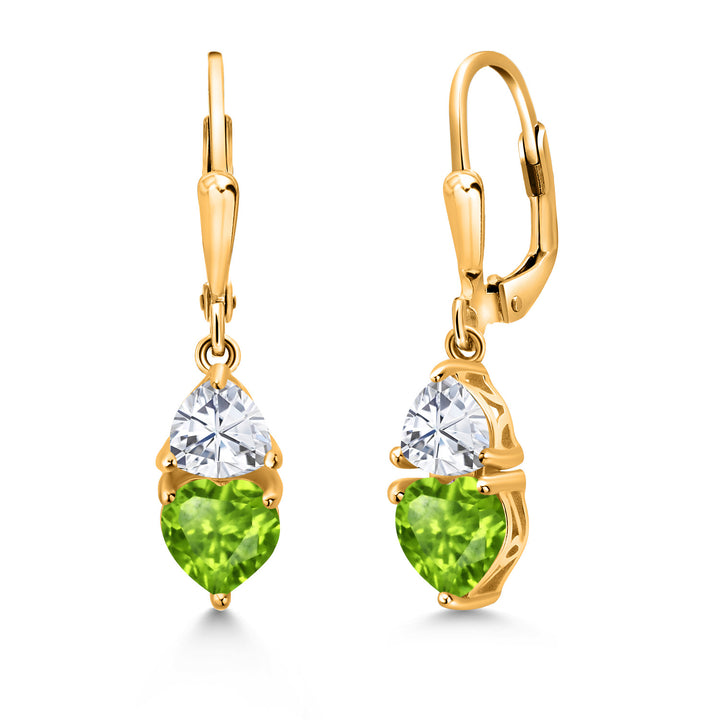 Peridot and Moissanite_18K Yellow Gold Plated Silver_Earrings in 18K Yellow Gold Plated Silver