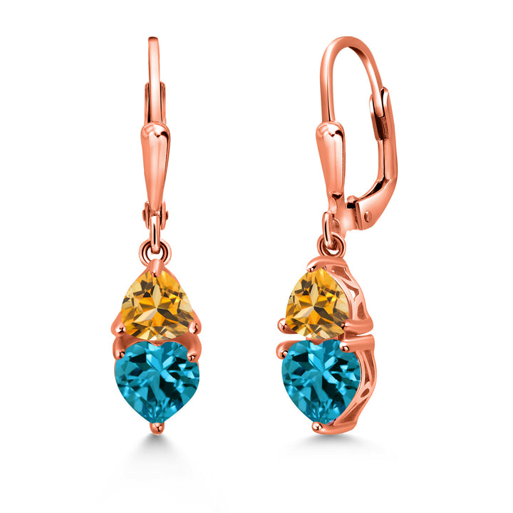 London Blue Topaz and Citrine_18K Rose Gold Plated Silver_Earrings in 18K Rose Gold Plated Silver