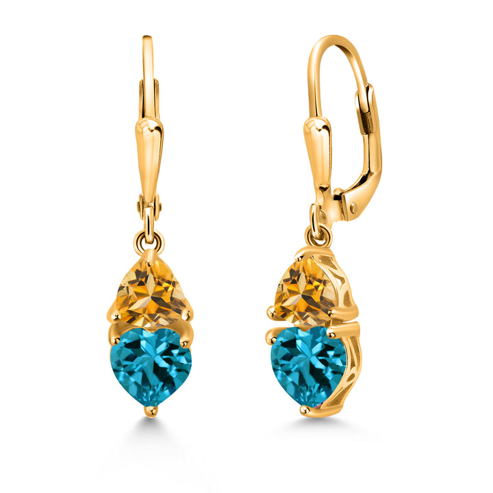 London Blue Topaz and Citrine_18K Yellow Gold Plated Silver_Earrings in 18K Yellow Gold Plated Silver