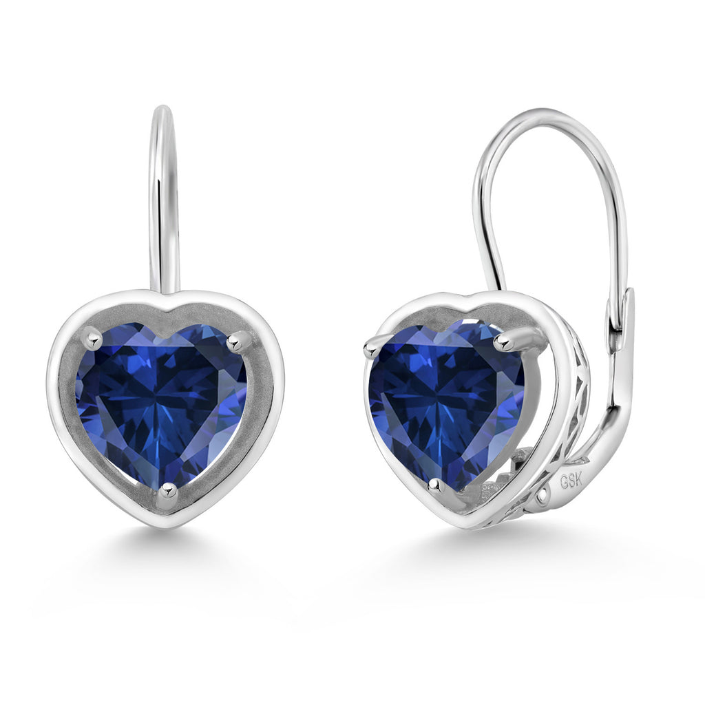 Blue Created Sapphire - September_Earrings in 925 Sterling Silver