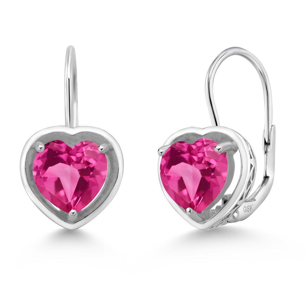 Pink Created Sapphire - September_Earrings in 925 Sterling Silver