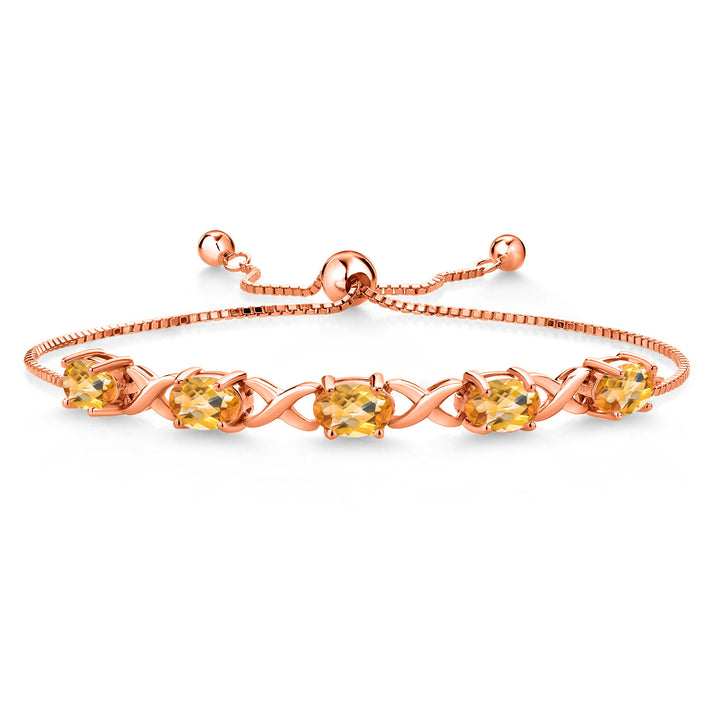 Citrine-Checkerboard - November_Bracelet in 925 Rose Gold Plated Silver