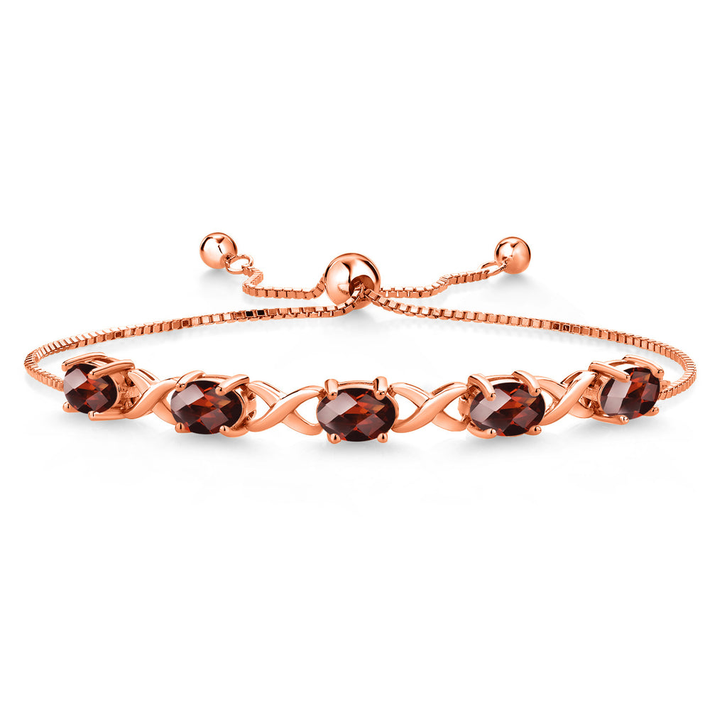 Garnet-Checkerboard - January_Bracelet in 925 Rose Gold Plated Silver