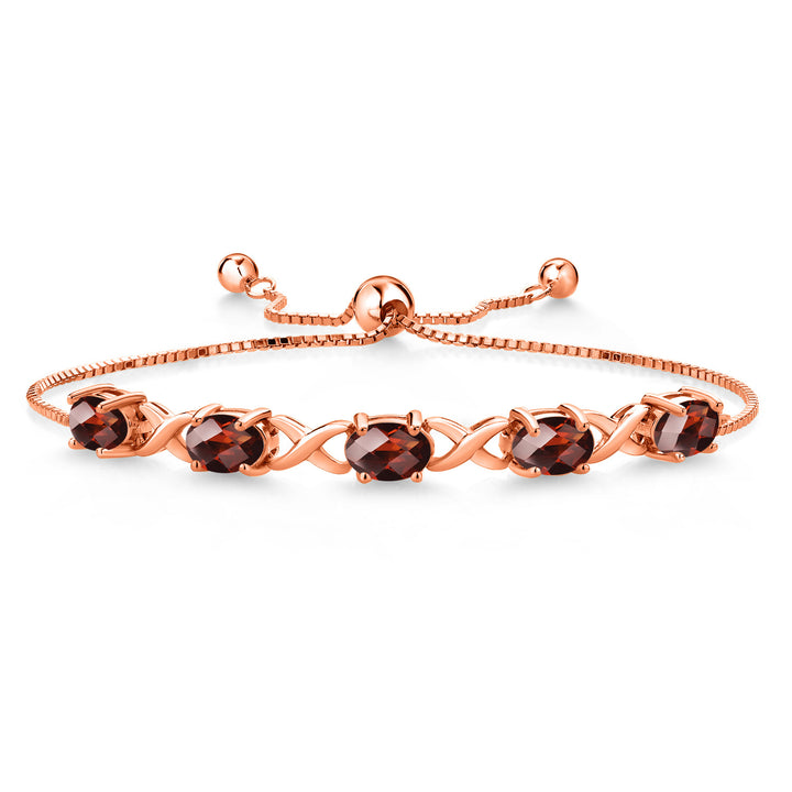 Garnet-Checkerboard - January_Bracelet in 925 Rose Gold Plated Silver