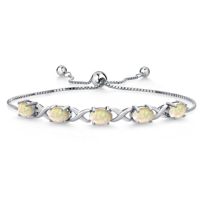 Ethiopian Opal-Cabochon - October_Bracelet in 925 Sterling Silver