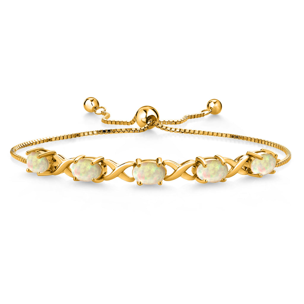 Ethiopian Opal - October_Bracelet in 925 Yellow Gold Plated Silver