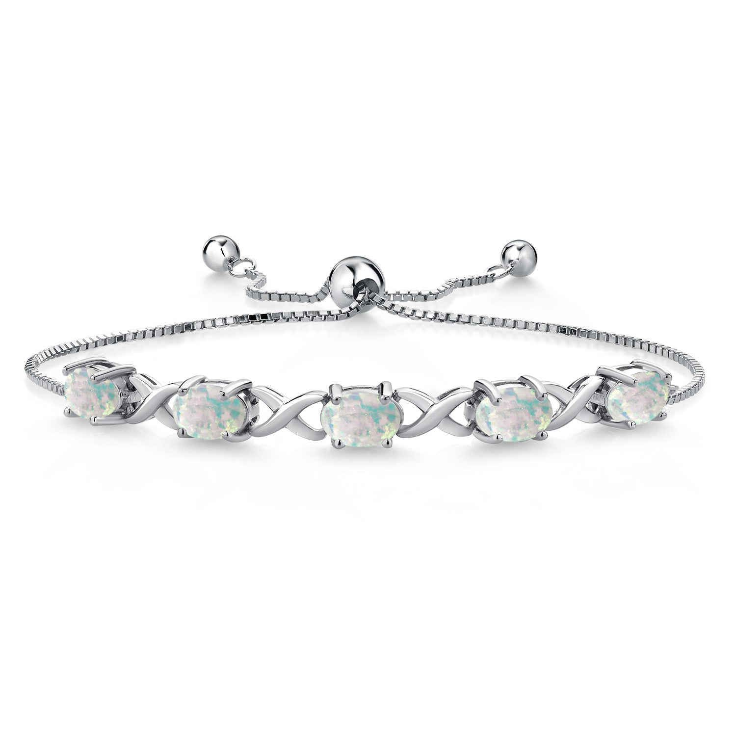 Gem Stone King Sterling Silver Simulated Opal Ring - Oval Cabochon, Sizes 5-9