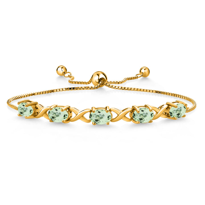 Prasiolite_Bracelet in 925 Yellow Gold Plated Silver