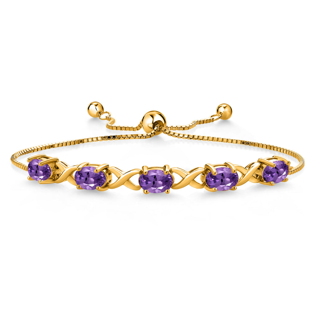 Amethyst - February_Bracelet in 925 Yellow Gold Plated Silver