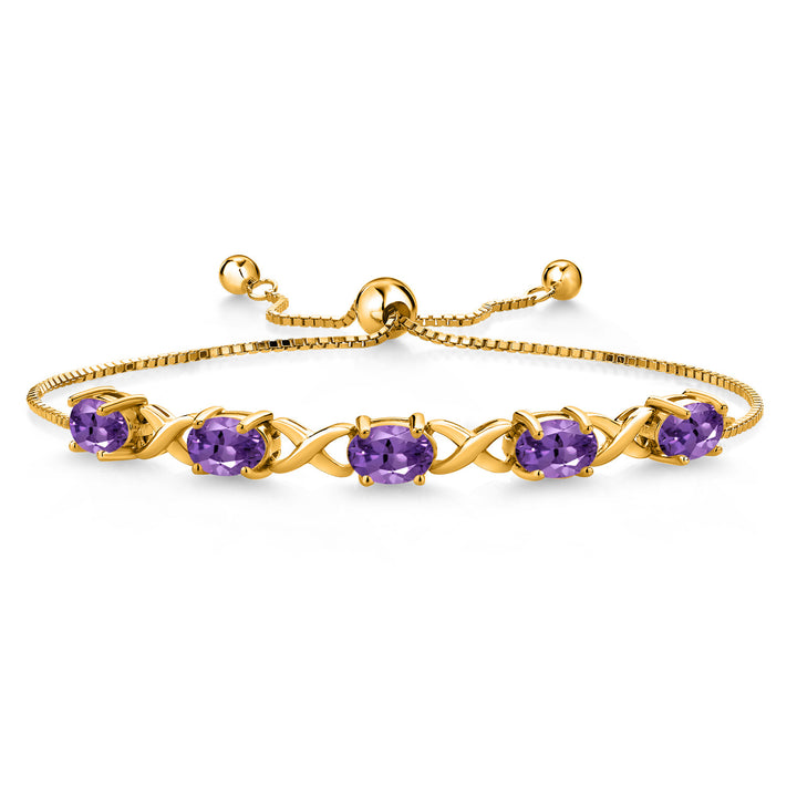 Amethyst - February_Bracelet in 925 Yellow Gold Plated Silver