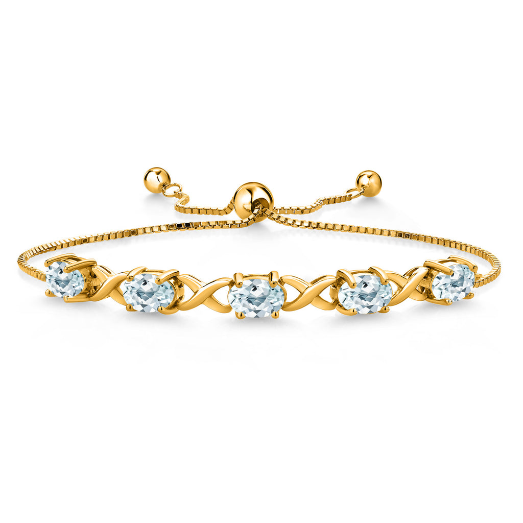 Aquamarine - March_Bracelet in 925 Yellow Gold Plated Silver