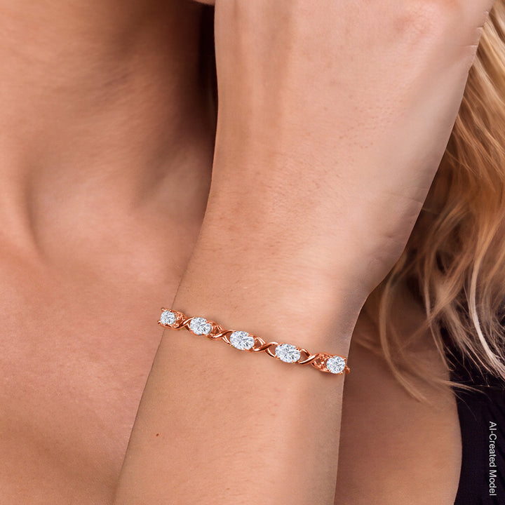 Moissanite_Bracelet in 925 Rose Gold Plated Silver