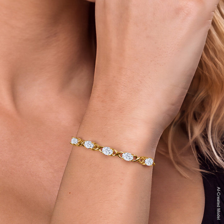 Moissanite_Bracelet in 925 Yellow Gold Plated Silver
